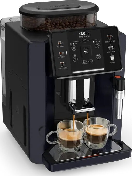 Krups - Αυτόματη καφετιέρα με κανάτα γάλακτος SENSATION 1450W/230V μαύρο