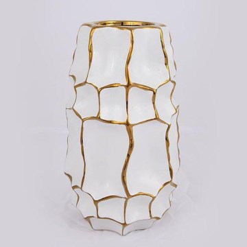 Κεραμικό βάζο 25x14,5 cm χρυσό/λευκό