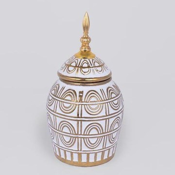 Κεραμικό βάζο 28x15 cm χρυσό/λευκό