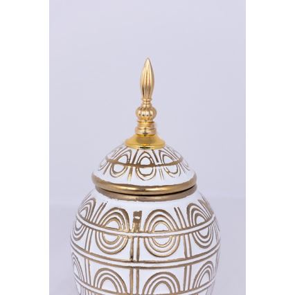 Κεραμικό βάζο 28x15 cm χρυσό/λευκό
