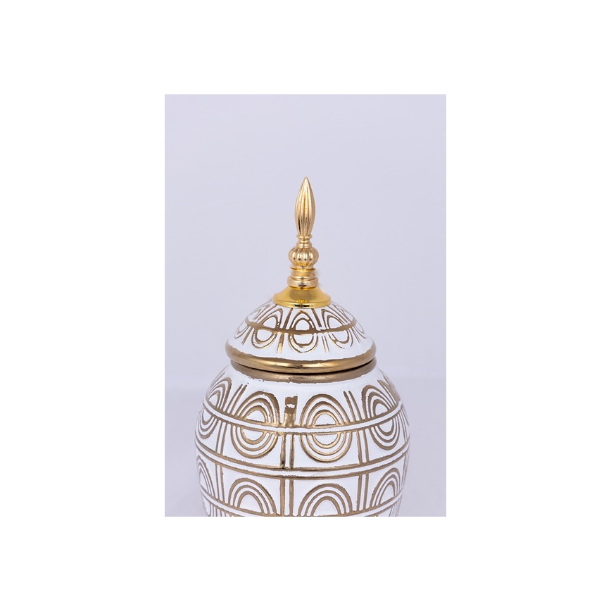 Κεραμικό βάζο 28x15 cm χρυσό/λευκό
