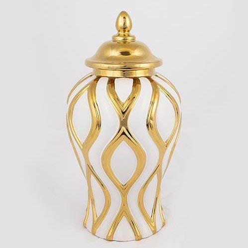 Κεραμικό βάζο 30,6x16,2 cm χρυσό/λευκό