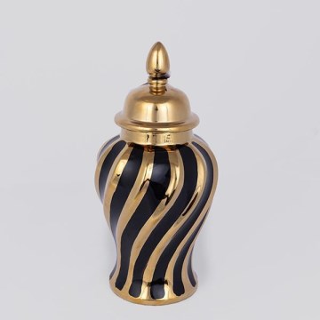 Κεραμικό βάζο 30x14,8 cm χρυσό/μαύρο
