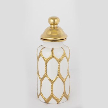 Κεραμικό βάζο 31x12,5 cm χρυσό/λευκό