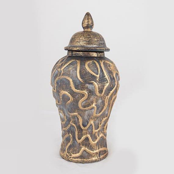 Κεραμικό βάζο 33,5x16 cm χρυσό/γκρι