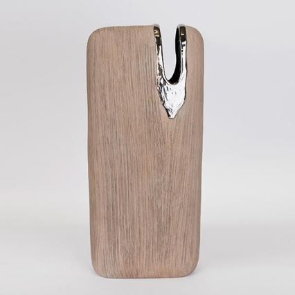 Κεραμικό βάζο 43x19,5x9,5 cm καφέ/ασημί