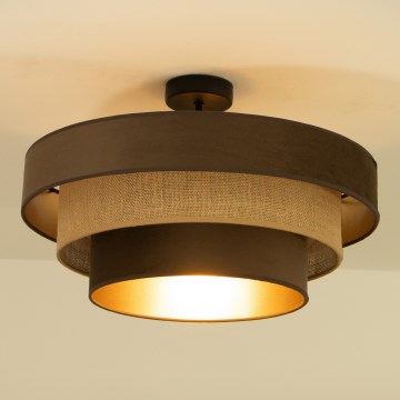 Κολλητό φωτιστικό οροφής WENTA 1xE27/60W/230V Ø 50 cm καφέ/γιούτα