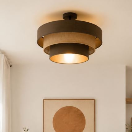 Κολλητό φωτιστικό οροφής WENTA 1xE27/60W/230V Ø 50 cm καφέ/γιούτα