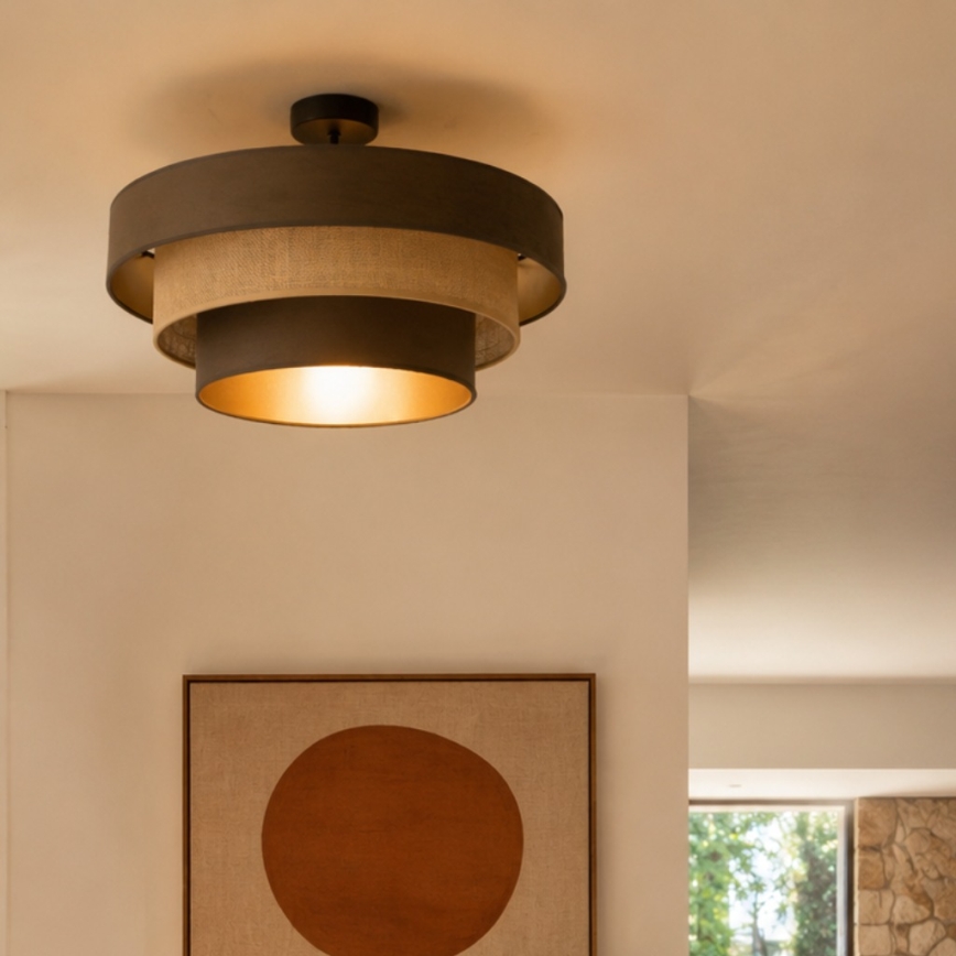 Κολλητό φωτιστικό οροφής WENTA 1xE27/60W/230V Ø 50 cm καφέ/γιούτα