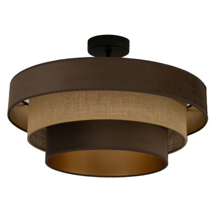 Κολλητό φωτιστικό οροφής WENTA 1xE27/60W/230V Ø 50 cm καφέ/γιούτα