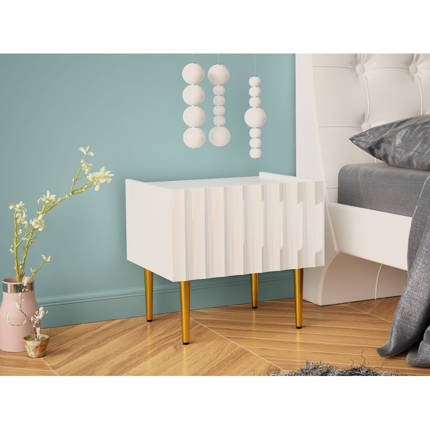 Κομοδίνο ARCOS 46x50 εκ. λευκό/χρυσό