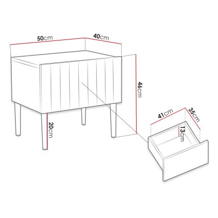 Κομοδίνο ARCOS 46x50 εκ. λευκό/χρυσό