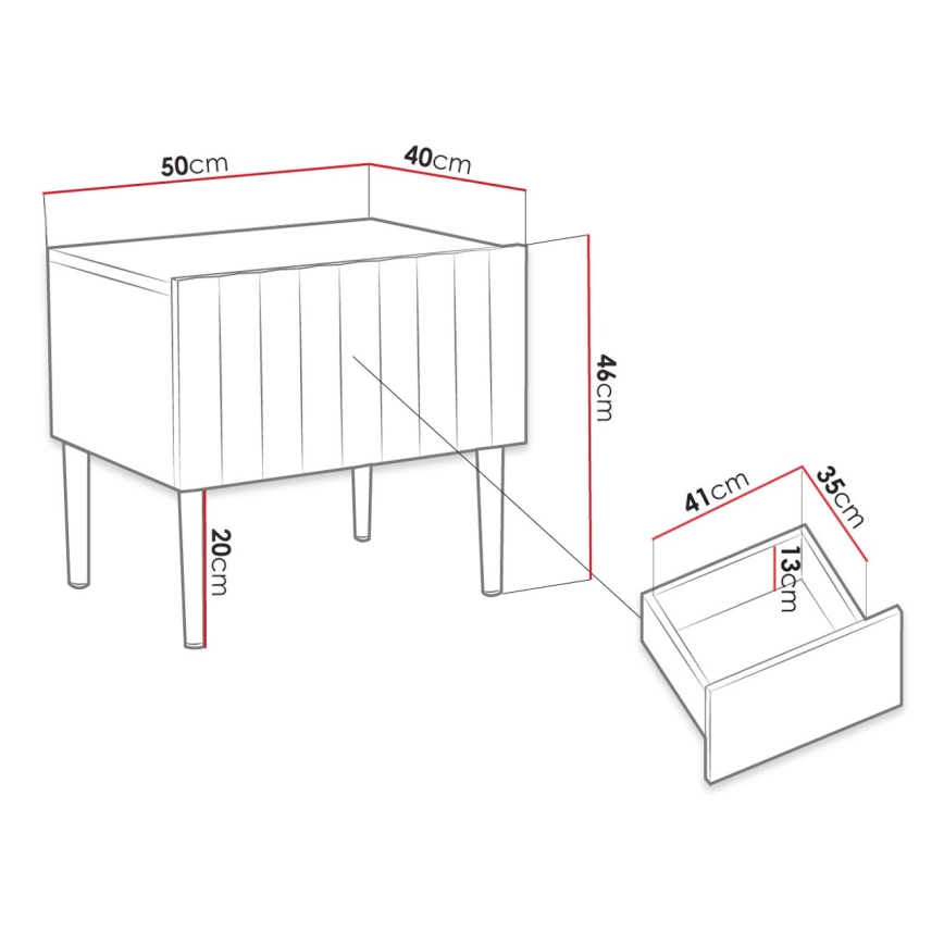 Κομοδίνο ARCOS 46x50 εκ. λευκό/χρυσό