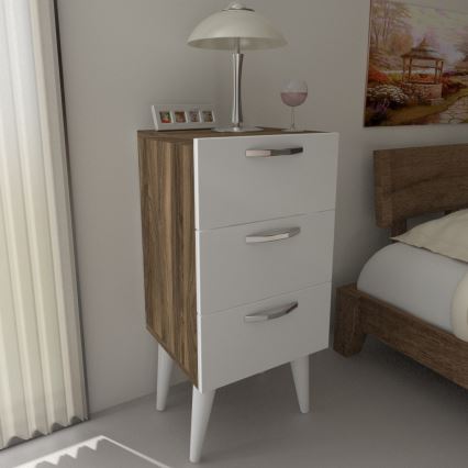 Κομοδίνο BELLINI 80x40 cm καφέ/λευκό