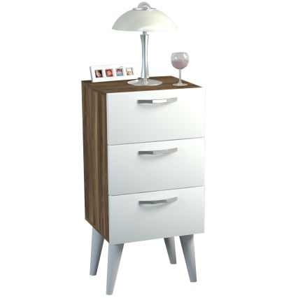 Κομοδίνο BELLINI 80x40 cm καφέ/λευκό