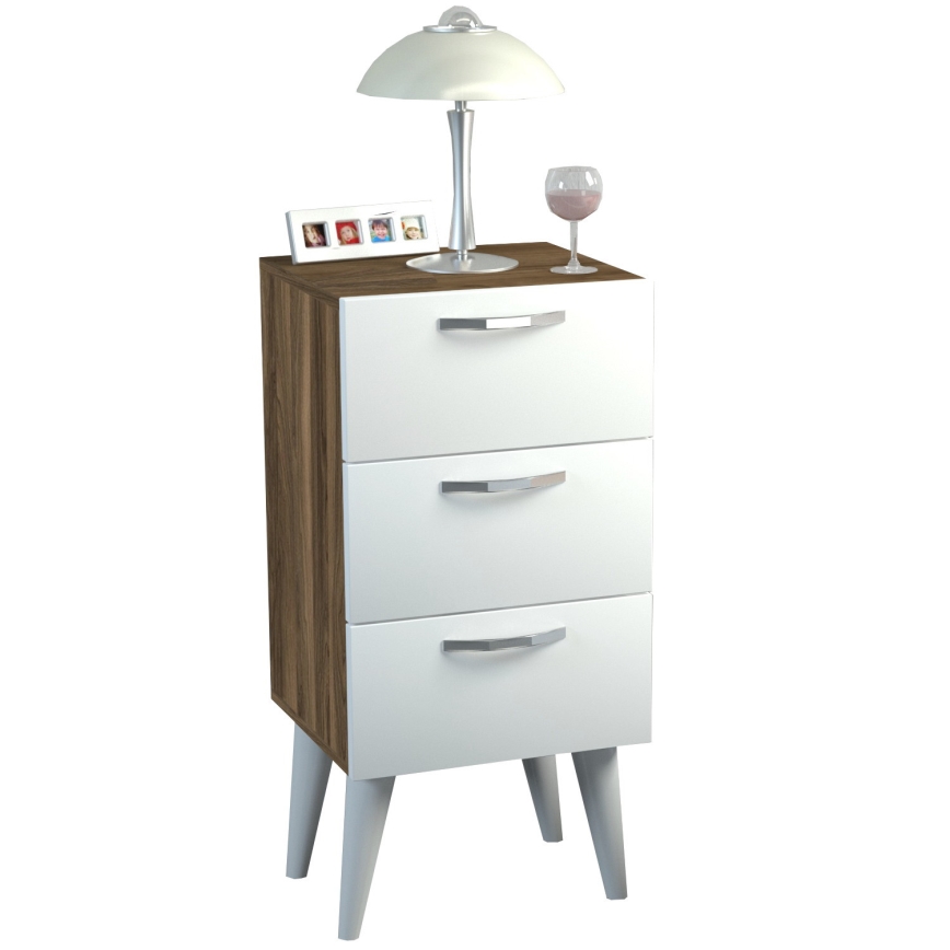 Κομοδίνο BELLINI 80x40 cm καφέ/λευκό