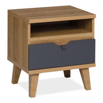 Κομοδίνο BORIA 48x45 εκ. σε χρώμα χρυσό δρυς/ανθρακί