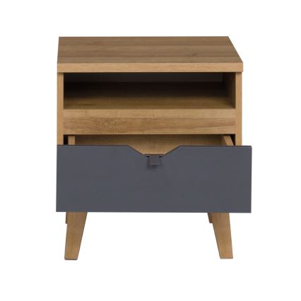 Κομοδίνο BORIA 48x45 εκ. σε χρώμα χρυσό δρυς/ανθρακί