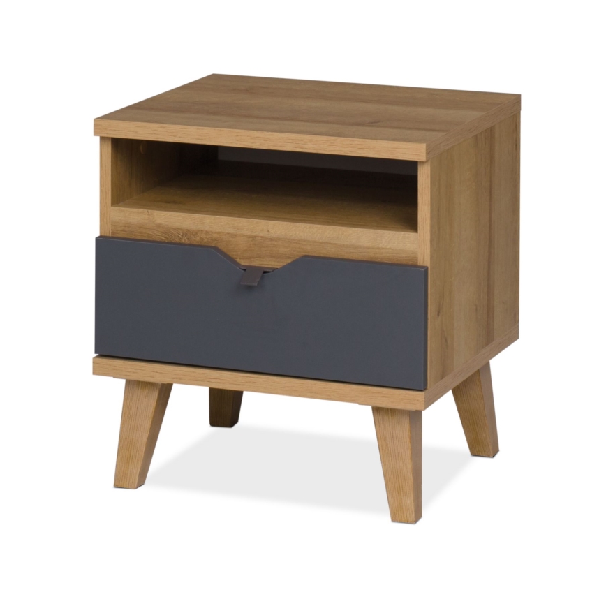 Κομοδίνο BORIA 48x45 εκ. σε χρώμα χρυσό δρυς/ανθρακί