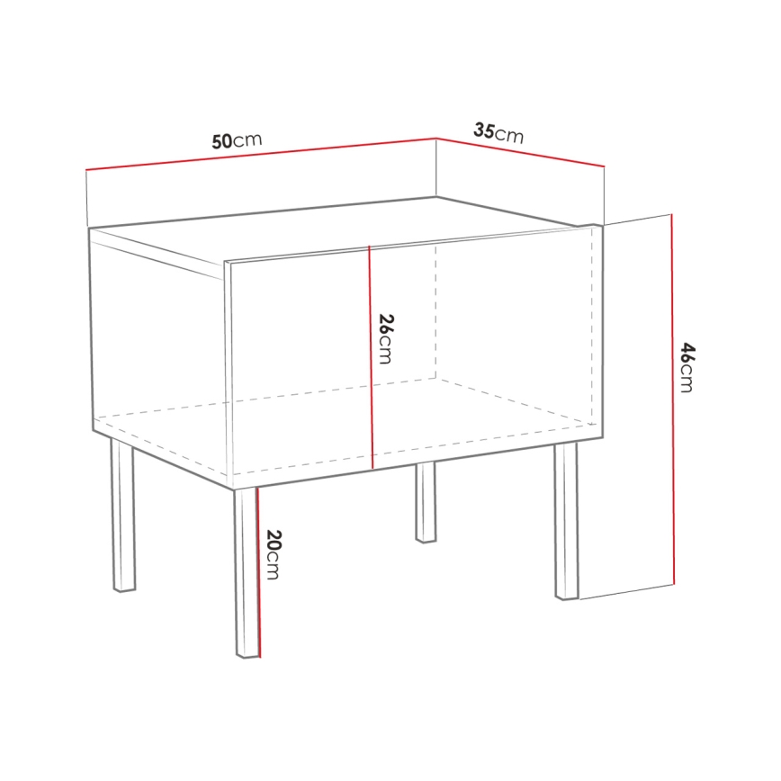 Κομοδίνο EXITO 46x50 cm λευκό/χρυσαφί