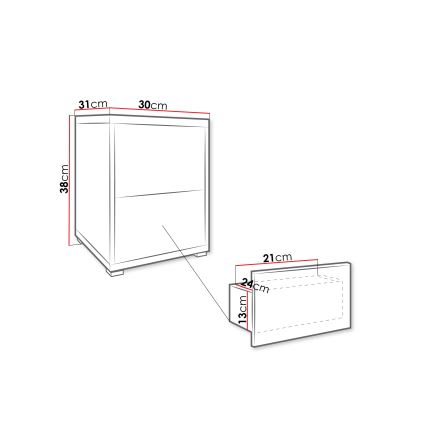 Κομοδίνο GESITA 30x38 cm σε απόχρωση κασμίρι