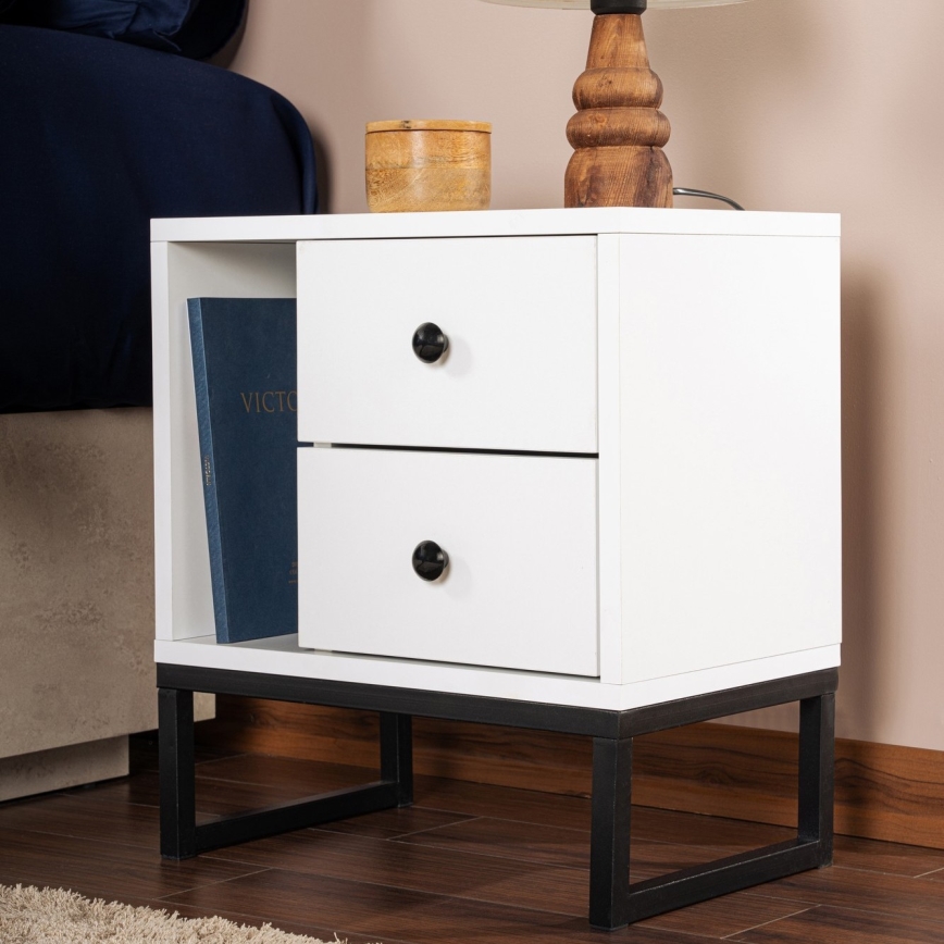 Κομοδίνο GLIMMER 50x45,2 cm λευκό/μαύρο