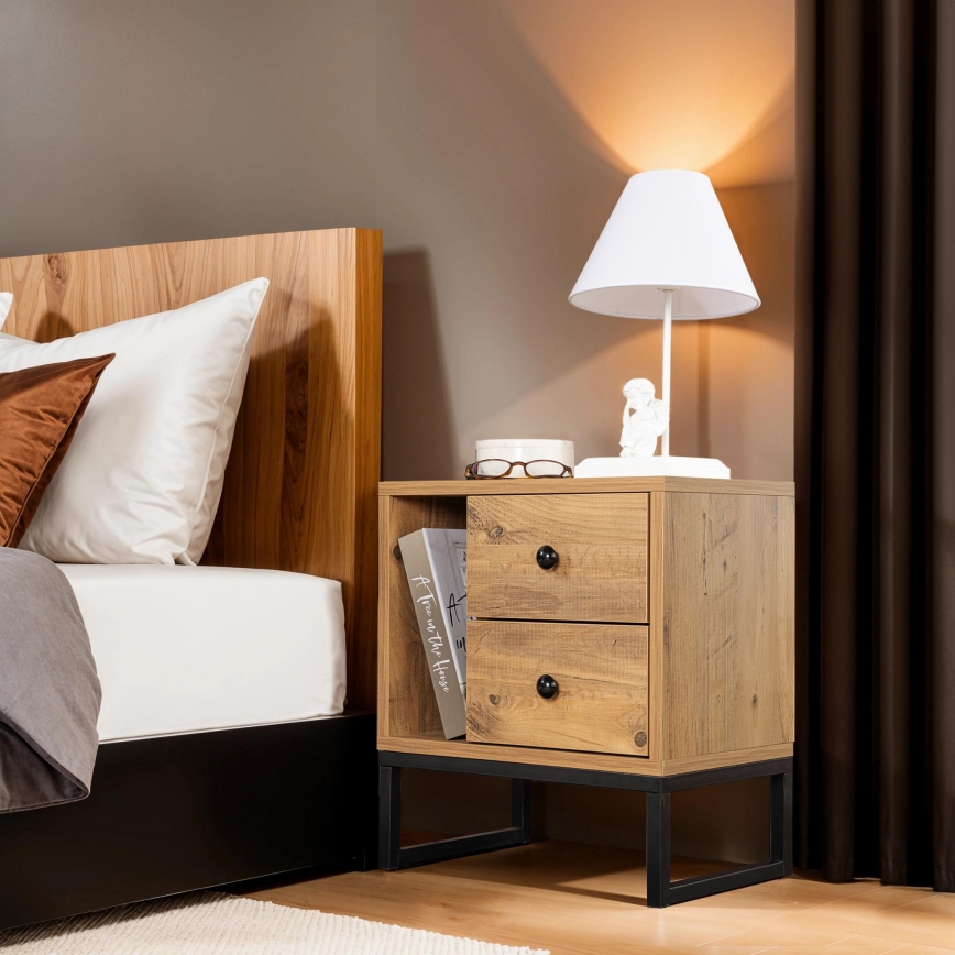 Κομοδίνο GLIMMER 50x45,2 cm πεύκο atlantic/μαύρο