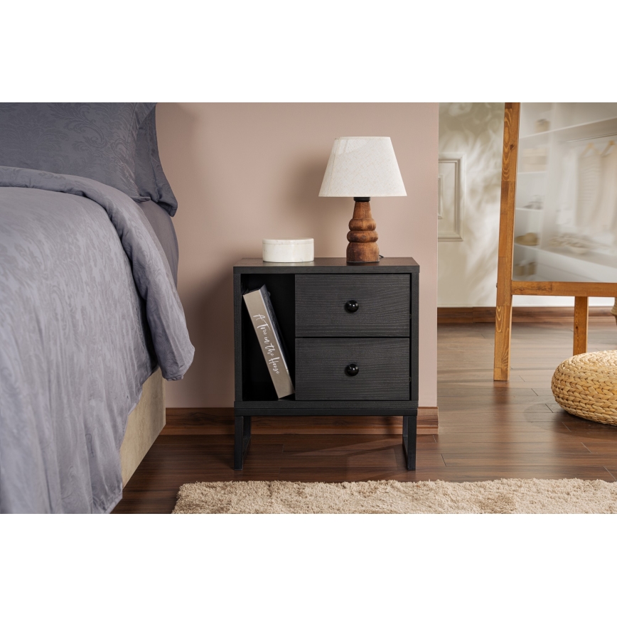 Κομοδίνο GLIMMER 50x45,2 cm μαύρο