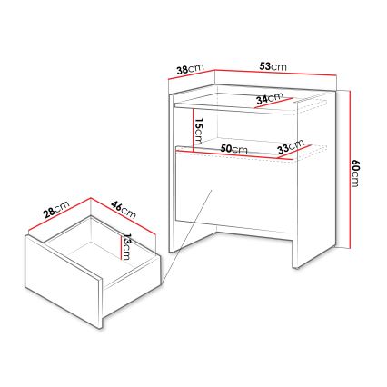 Κομοδίνο JAPANDI 60x53 εκ. Δρυς Cremona