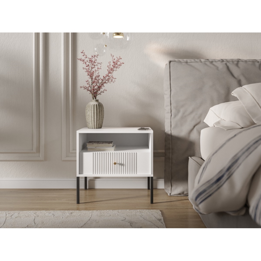 Κομοδίνο LUE λευκό/μαύρο