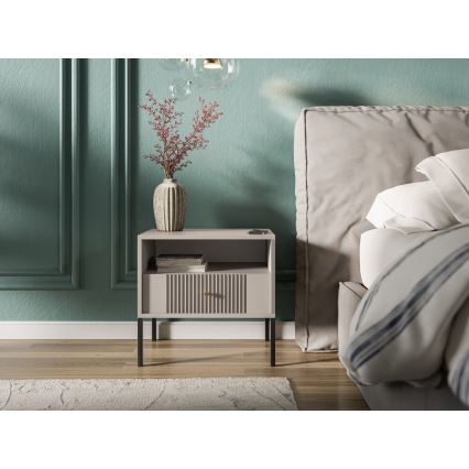 Κομοδίνο LUE μπεζ/μαύρο