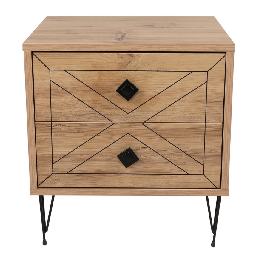 Κομοδίνο LUNA 55x50 cm καφέ/μαύρο