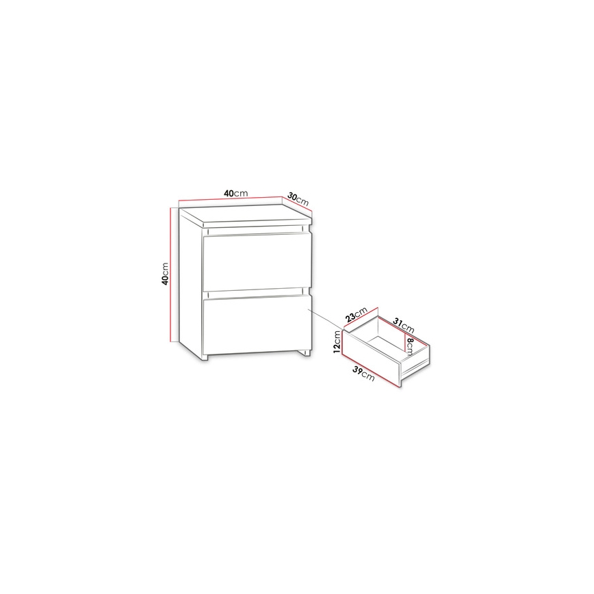 Κομοδίνο MALWA 40x40 cm ματ μαύρο