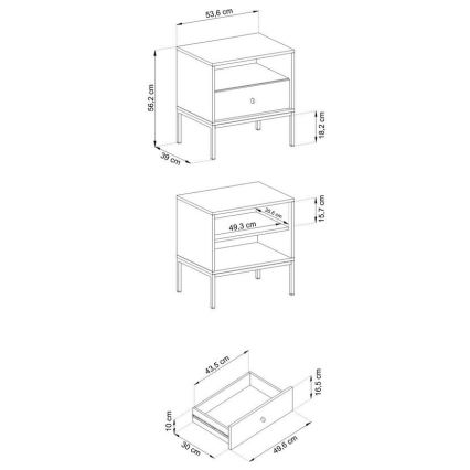 Κομοδίνο MONO 56x54 εκ. μπλε