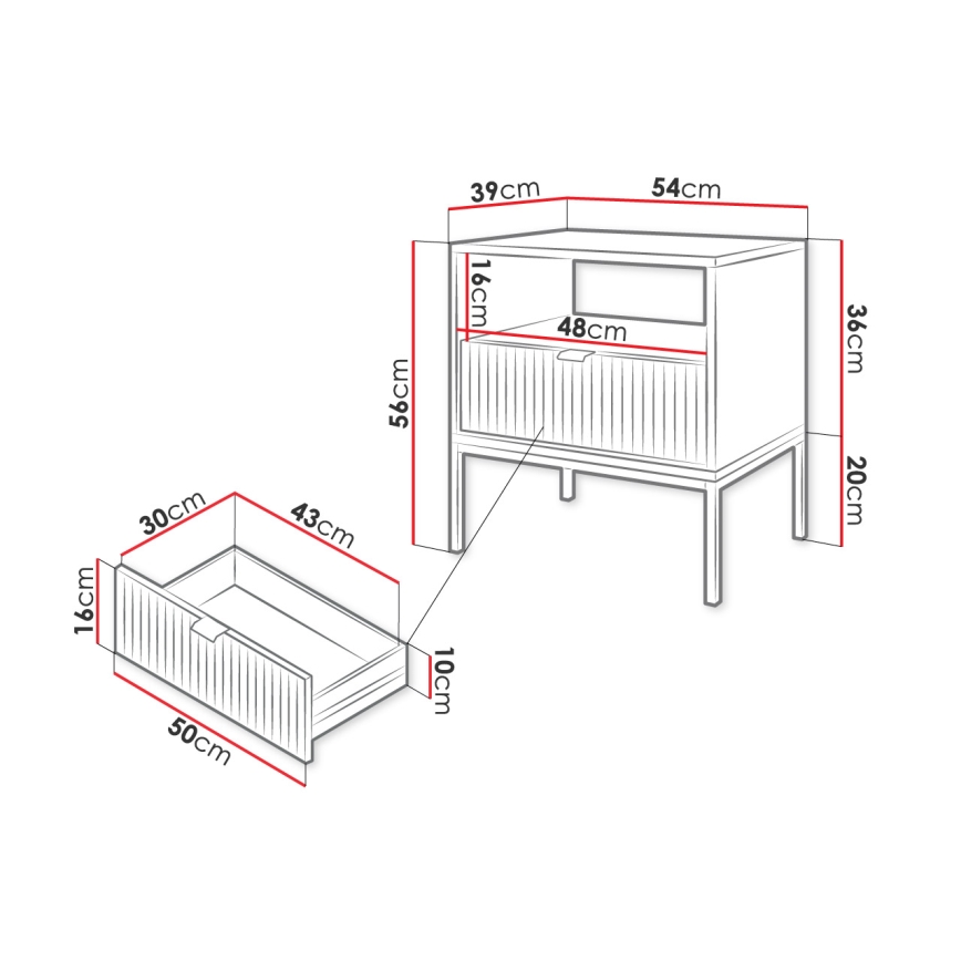 Κομοδίνο NOVA 56x54 cm λευκό/χρυσαφί