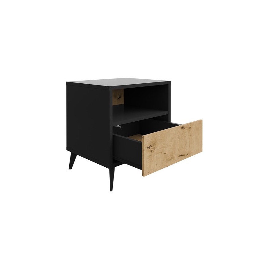 Κομοδίνο OVESSI 52x47 cm μαύρο/δρυς artisan