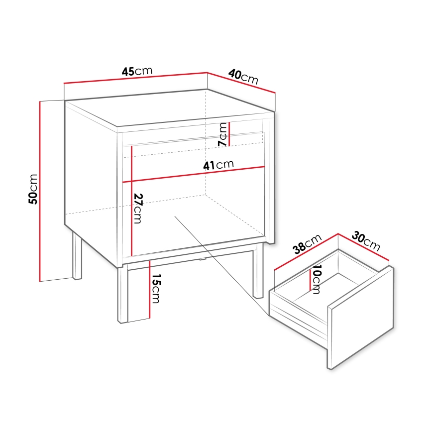 Κομοδίνο OZMI 50x45 cm λευκό