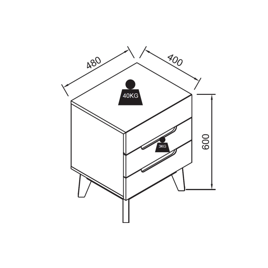 Κομοδίνο SINIRA λευκό