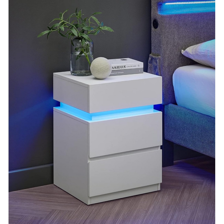 Κομοδίνο SMARTIE με ενσωματωμένο φωτισμό, λευκό