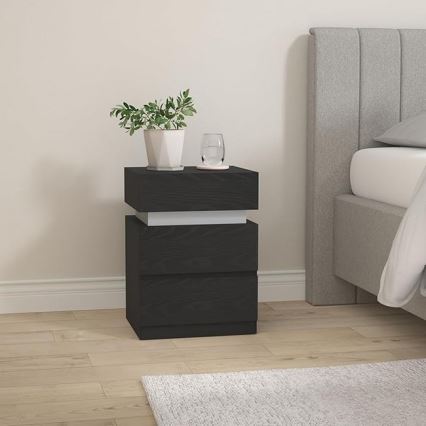 Κομοδίνο SMARTIE με ενσωματωμένο φωτισμό, μαύρο