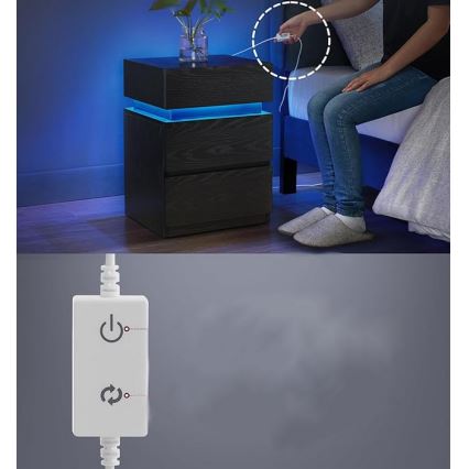 Κομοδίνο SMARTIE με ενσωματωμένο φωτισμό, μαύρο