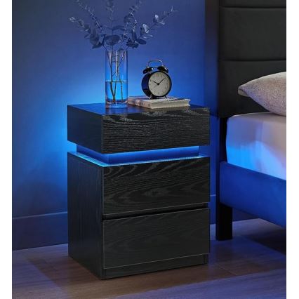 Κομοδίνο SMARTIE με ενσωματωμένο φωτισμό, μαύρο