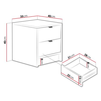 Κομοδίνο TIRENO 40x35 cm λευκό