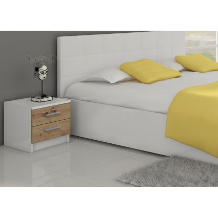 Κομοδίνο TOD λευκό/δρυς artisan