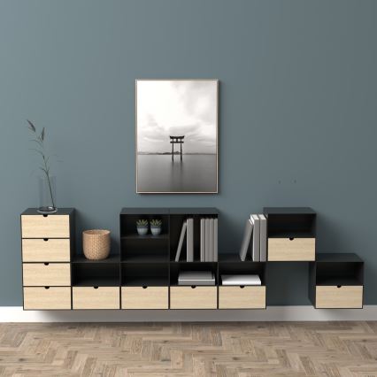 Κομοδίνο με δυνατότητα τοποθέτησης στον τοίχο BEKIM μαύρο/μπάμπος