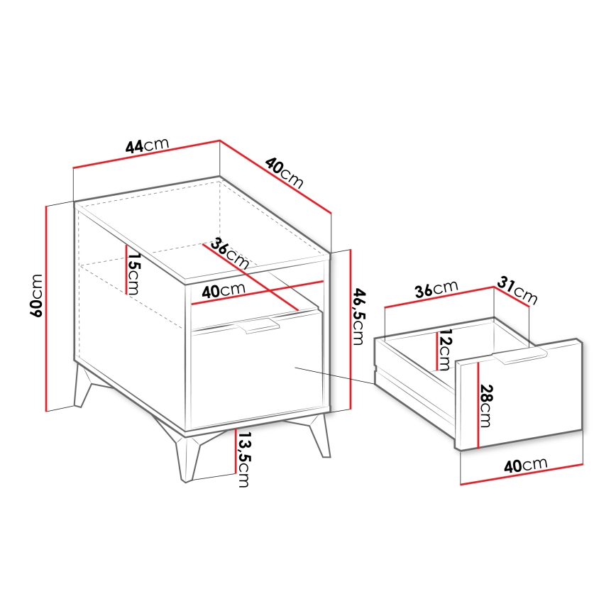 Κομοδίνο XYLIX 60x44 cm μπεζ