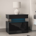 Κομοδίνο με φωτισμό LED GLOSSA 51x55 cm μαύρο/γυαλιστερό μαύρο