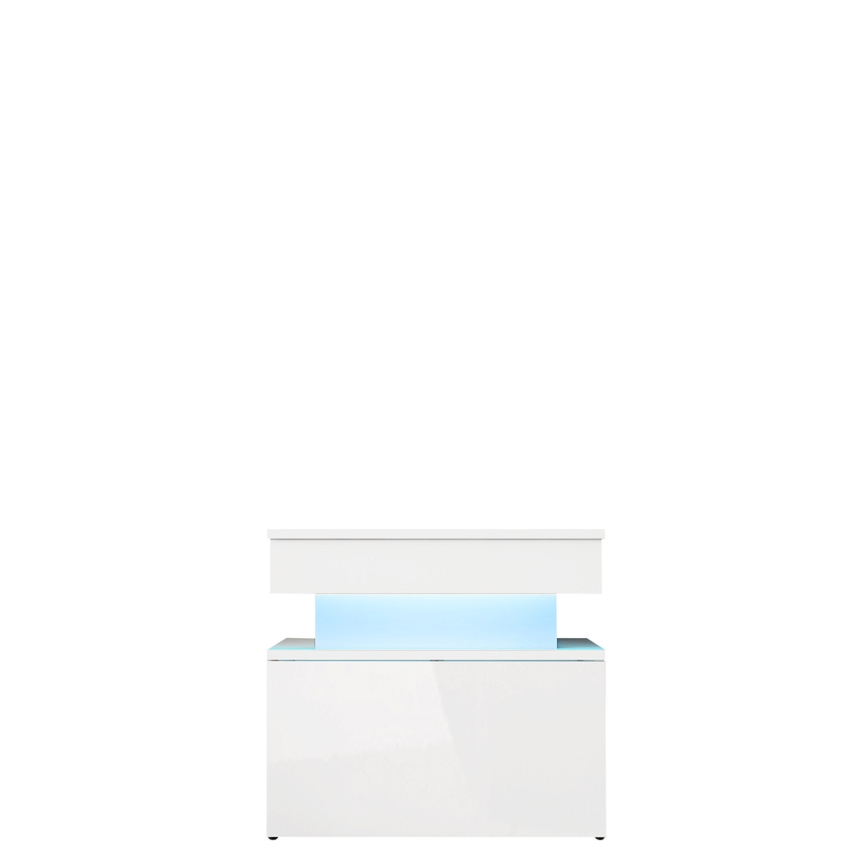 Κομοδίνο με φωτισμό LED GLOSSA 55x51 cm λευκό/γυαλιστερό λευκό