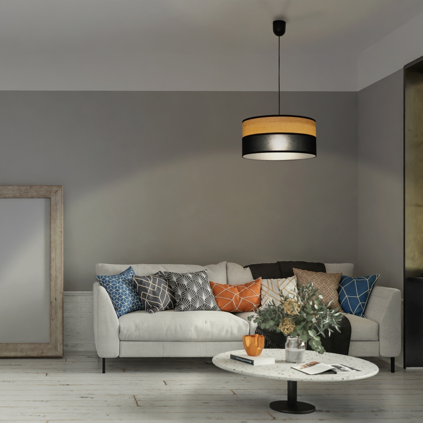 Κομψό φωτιστικό οροφής ALBA με καλώδιο, 1xE27/15W/230V, διάμετρος 45 cm, μαύρο/καφέ