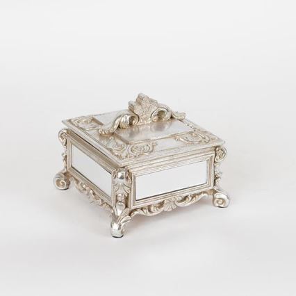 Κουτί κοσμημάτων 10,3x13,5x13,5 cm ασημί/πατίνα